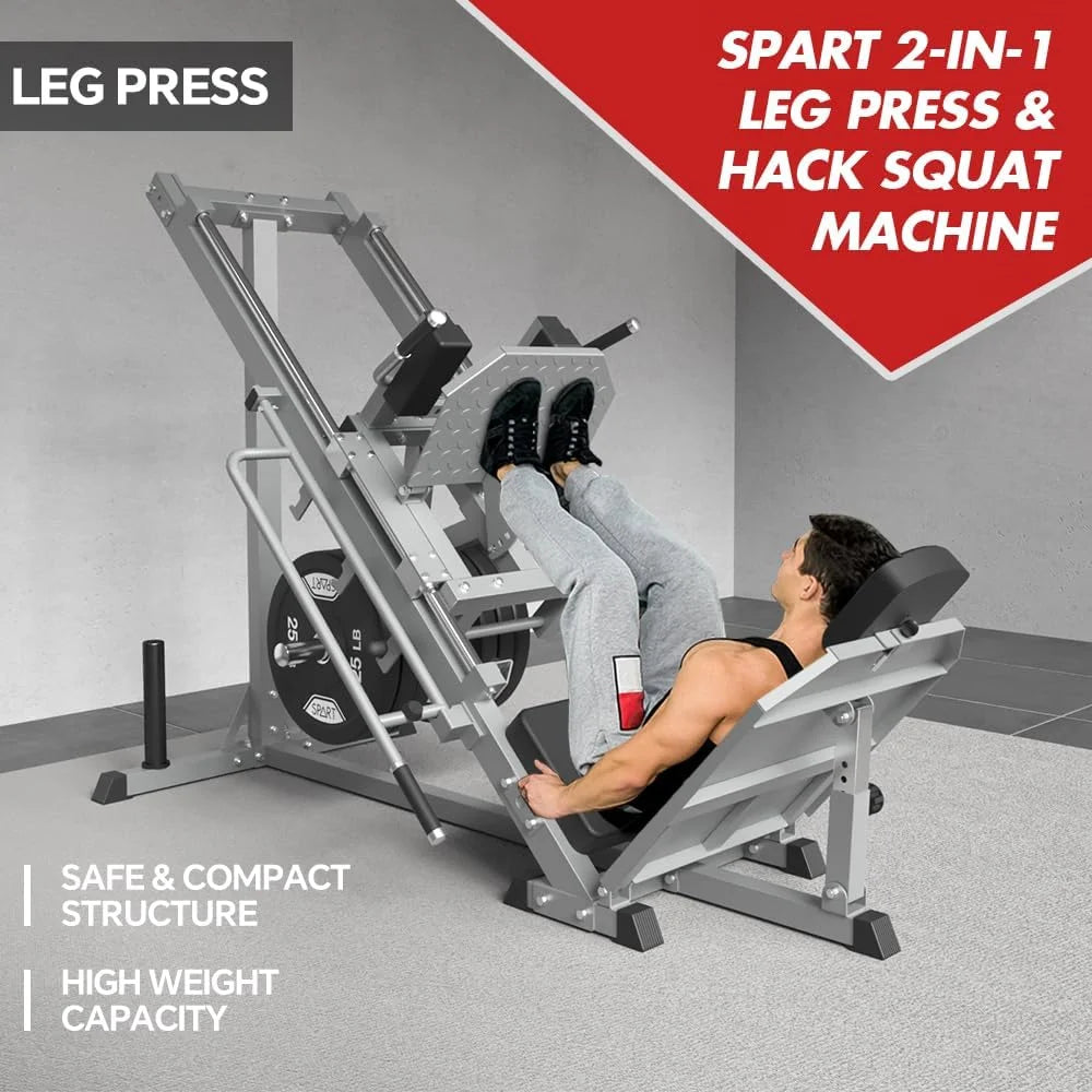 Leg Press Hack Squat Machine, attrezzo professionale regolabile per esercizi con cuscinetti lineari, per l'allenamento della forza della parte inferiore del corpo con contenitori per pesi per quadricipiti, muscoli posteriori della coscia, glutei, pol