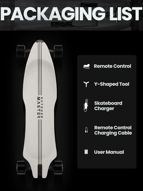 Skateboard elettrico Caribou con telecomando, autonomia 26 miglia, velocità massima 32 mph, 2 motori nel mozzo da 1000 W, longboard elettrico per adulti e adolescenti principianti, garanzia di 6 mesi.