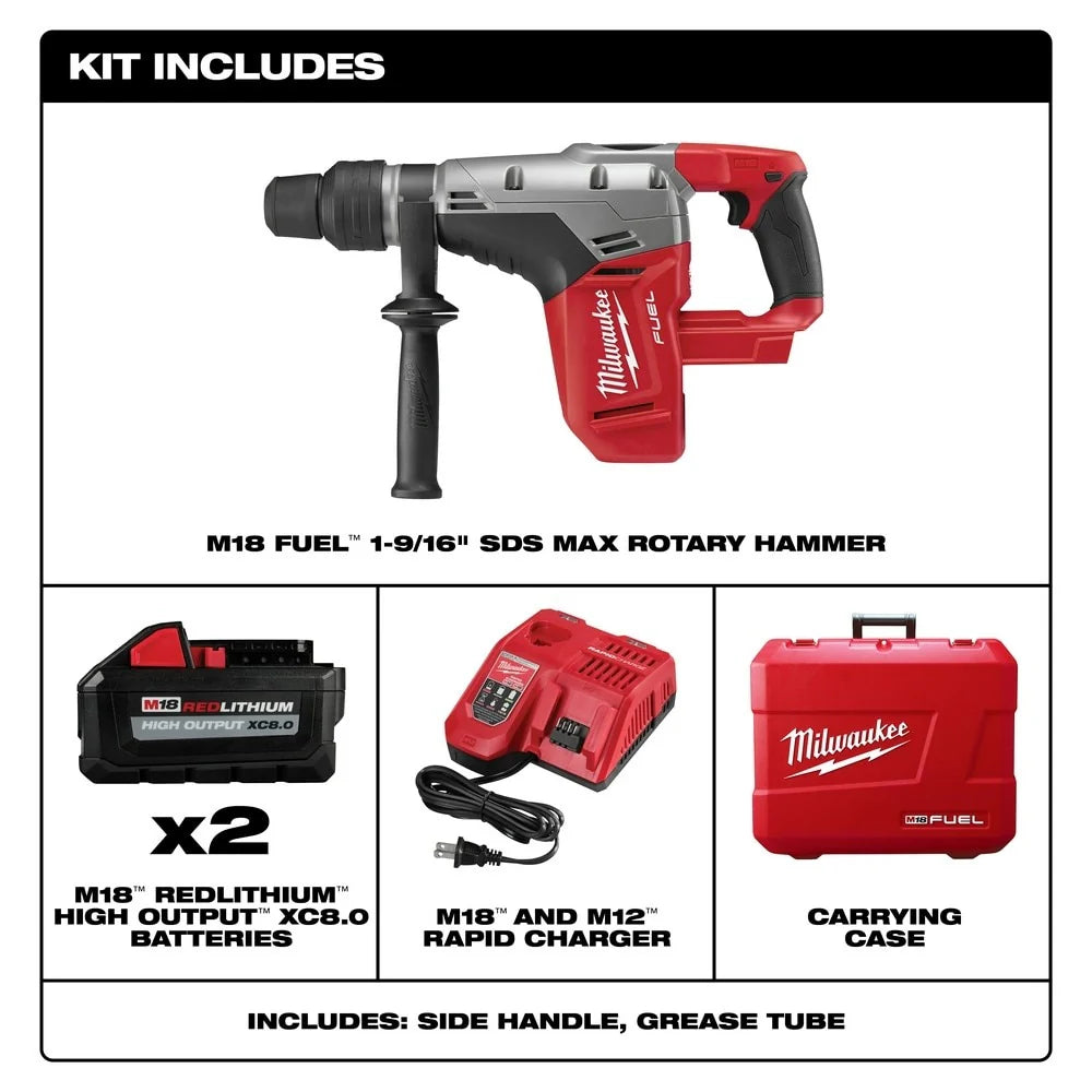 2025 Milwaukee 2717-22HD M18 FUEL 1-9/16" SDS - Max Martello Foratrice Kit con 2 Batterie