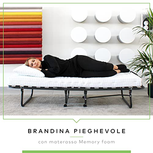 EVERGREENWEB Letto Brandina Pieghevole con Materasso Memory Foam 80x190 Alto 12 cm SFODERABILE LAVABILE, Struttura Rete Singola a Doghe in Legno   Cuscino Omaggio, Kit Letto Salvaspazio con Rotelle : Amazon.it: Casa e cucina