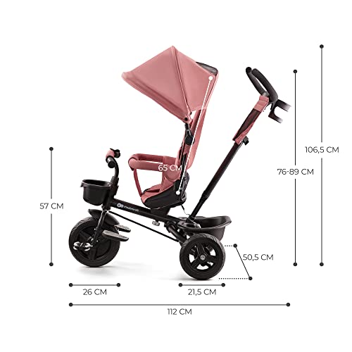 Kinderkraft AVEO Triciclo bambini dai 9 Mesi fino 25 kg, Passeggino con Maniglione del Genitore regolabile, Bici, Compatto pieghevole, Sedile girevole Fronte Mamma e Strada, Ruota libera, Rosa : Videogiochi