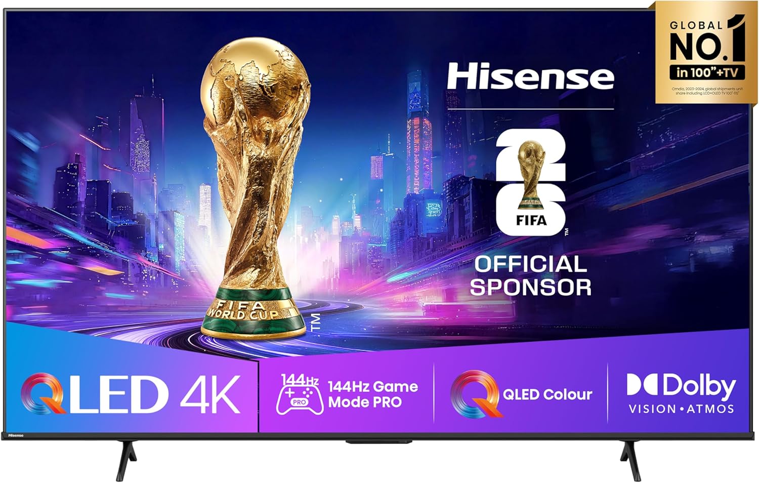 Hisense TV 85" QLED 4K 144Hz 2025 85E7Q PRO, Smart TV VIDAA U8, Dolby Vision IQ, HDR 10+ Adaptive, 144hz Game Mode PRO, Dolby Atmos, Alexa Built-in, VIDAA Voice, Tuner DVB-T2/S2 HEVC 10, lativù 4K
