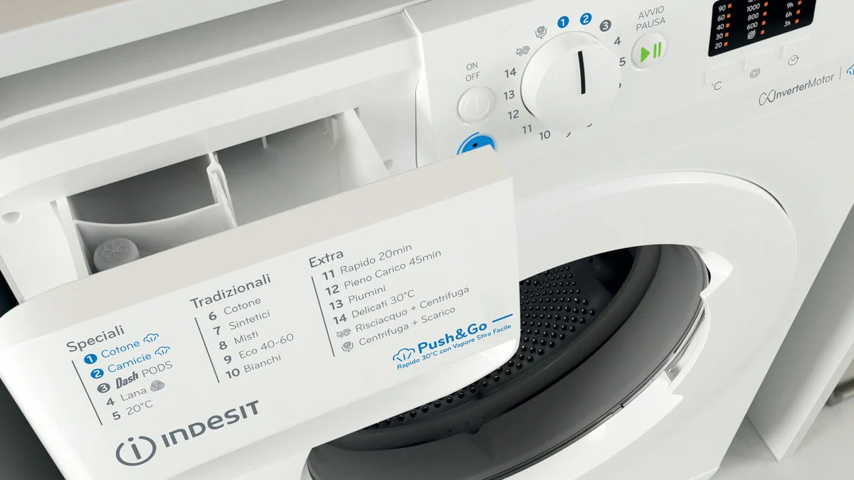 Lavatrice A Carico Frontale Indesit BWA 81295X WV IT Innex Steam 8 Kg Classe B 1200 Giri (A84,5xL59,5xP63) Motore Inverter Auto-Pulizia Bianco
