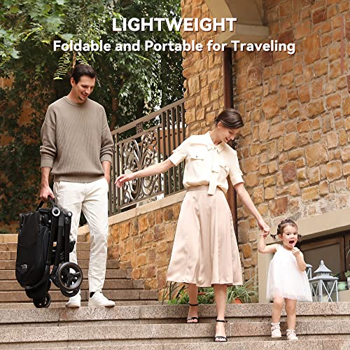 Passeggino Reversibile leggero (nero), ELITTLE EMU, passeggino portatile da 25 kg, ruote per tutti i terreni, pieghevole compatto, schienale regolabile a 95 175°, parasole UPF50  : Prima infanzia