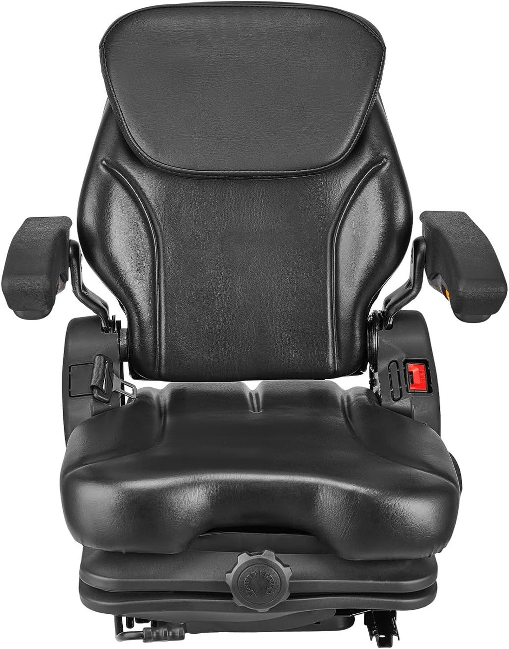 VEVOR Universal Forklift Seat with Adjustable Backrest, Armrest, Headrest and Safety Belt, Safe Folding Tractor Seat with Micro Switch for Lawnmowers