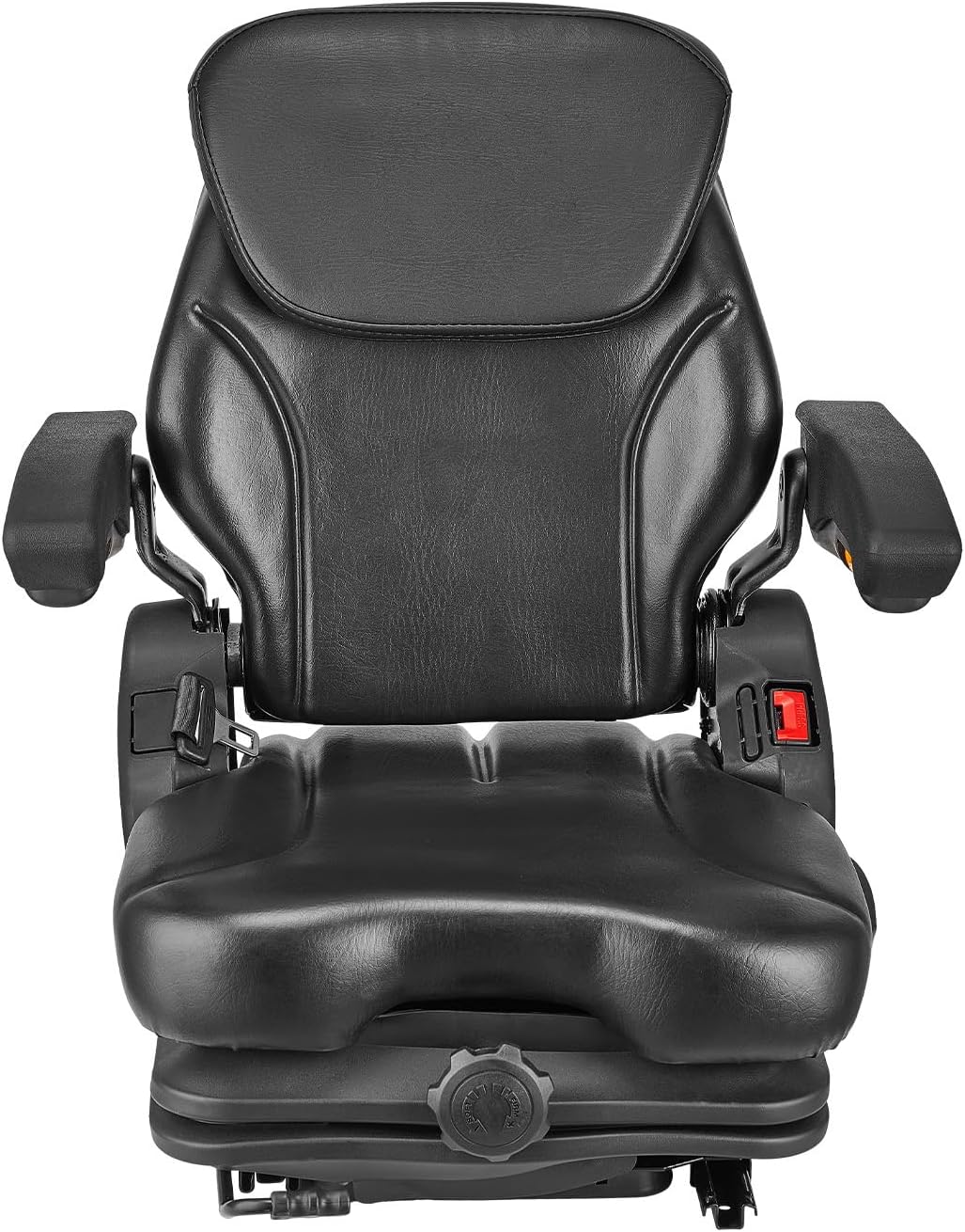 VEVOR Universal Forklift Seat with Adjustable Backrest, Armrest, Headrest and Safety Belt, Safe Folding Tractor Seat with Micro Switch for Lawnmowers