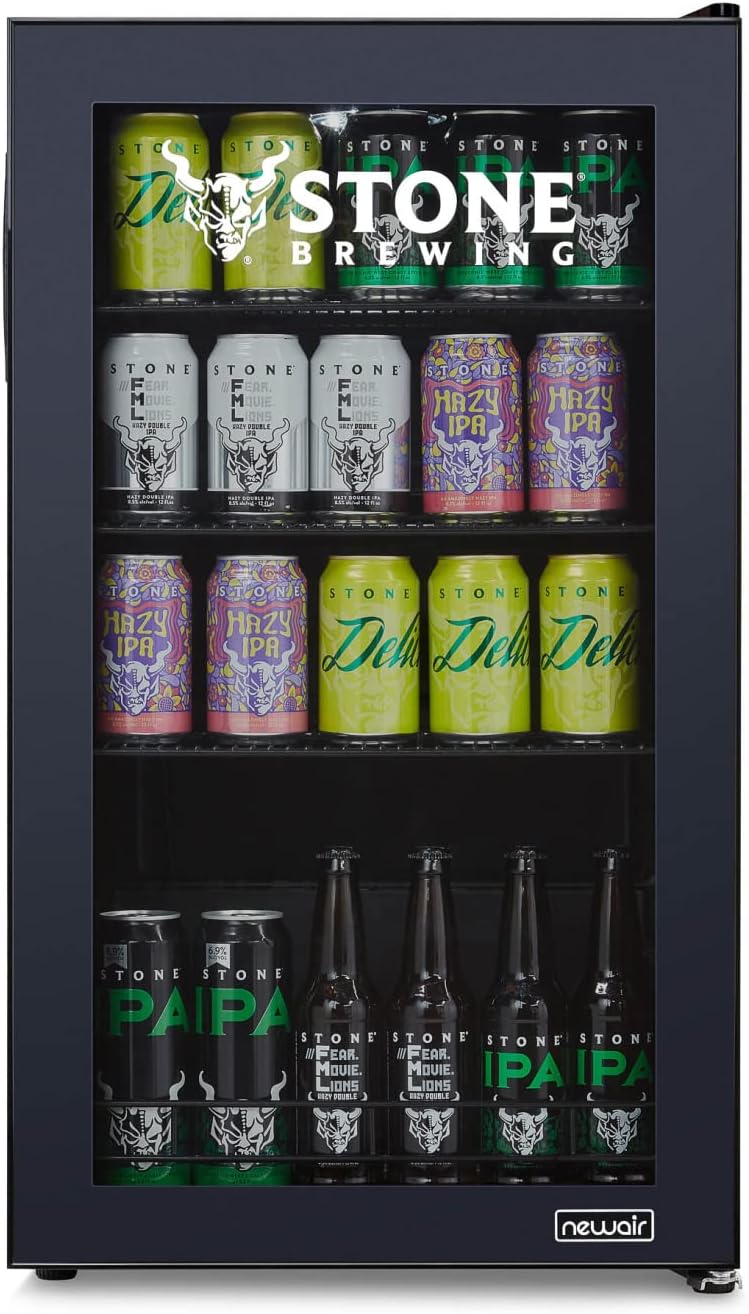 Frigorifero per bevande | 126 lattine indipendente con porta in vetro con cerniera a destra | Mini frigorifero per bevande, perfetto per birra, vino, bibite e bevande fredde