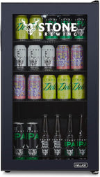 Frigorifero per bevande | 126 lattine indipendente con porta in vetro con cerniera a destra | Mini frigorifero per bevande, perfetto per birra, vino, bibite e bevande fredde