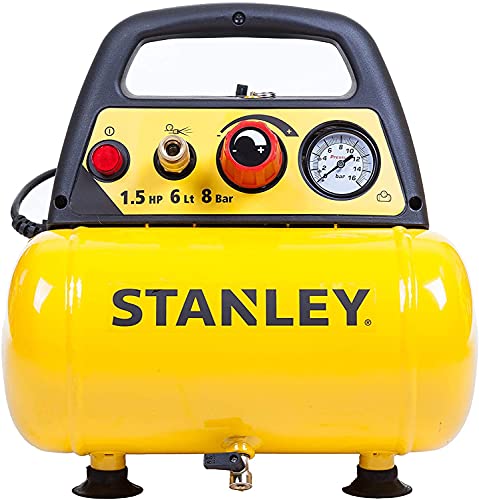 Stanley D 200 Compressore 6 Lt 1,5Hp, Pressione Max 8 Bar/116 Ps, Rumorosità 97 Db, ‎38 x 38 x 35 cm, 9 Kg &amp; Tubo Spiralato 10 Metri Attacco Rapido : Amazon.it: Fai da te