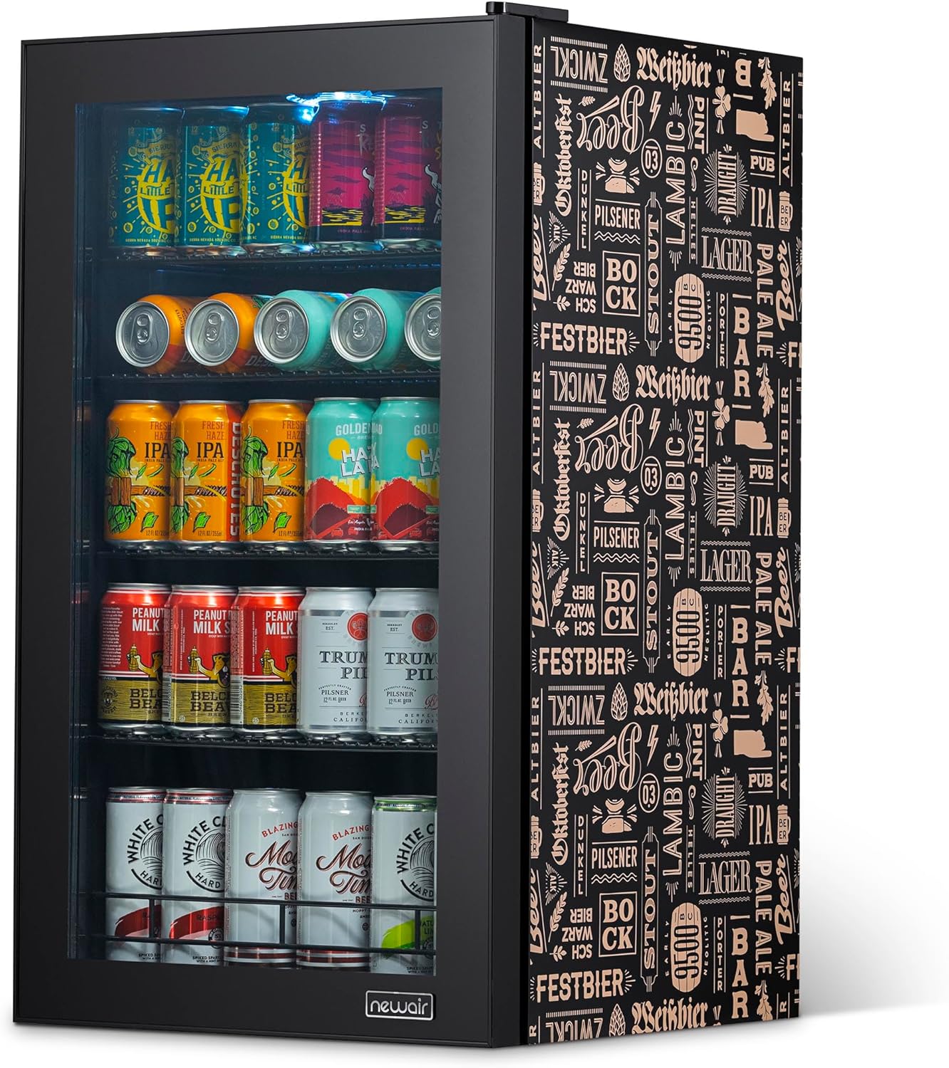 Frigorifero per bevande | 126 lattine indipendente con porta in vetro con cerniera a destra | Mini frigorifero per bevande, perfetto per birra, vino, bibite e bevande fredde