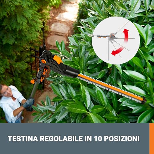 WORX, Tagliasiepi telescopico senza fili WG252E da 18 V (20 V max), con lama da 45 cm, Ø 16 mm, taglio PowerShare con manico lungo da 1,8 3,2 m, testa con sega su asta : Amazon.it: Giardino e giardinaggio