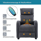 HOMOPIV Poltrona Massaggiante Riscaldante Reclinabile, Poltrona relax reclinabile, Poltrona reclinabile con 8 Punti di Massaggio e Telecomando, Poltrona relax manuale, Tessuto, Grigio : Amazon.it: Casa e cucina