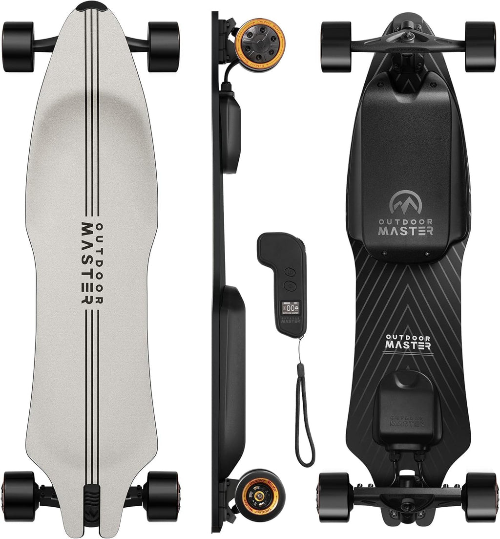 Skateboard elettrico Caribou con telecomando, autonomia 26 miglia, velocità massima 32 mph, 2 motori nel mozzo da 1000 W, longboard elettrico per adulti e adolescenti principianti, garanzia di 6 mesi.