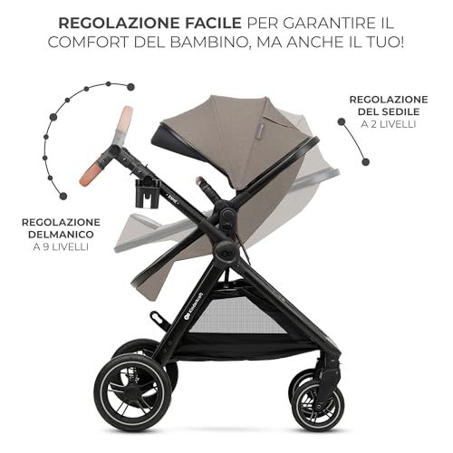 Kinderkraft ESME Trio passeggino neonati 3 in 1 fino 26 kg, con Ovetto I SIZE 40 75 cm, Carrozzina reversibile fronte mamma e strada, Pieghevole, Beige : Prima infanzia