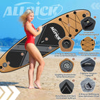 ALLPICK Set premium tavola SUP, tavola da Stand Up Paddling gonfiabile, con supporto universale per fotocamera, accessori completi, pagaia regolabile, principianti e avanzati, finitura effetto legno.