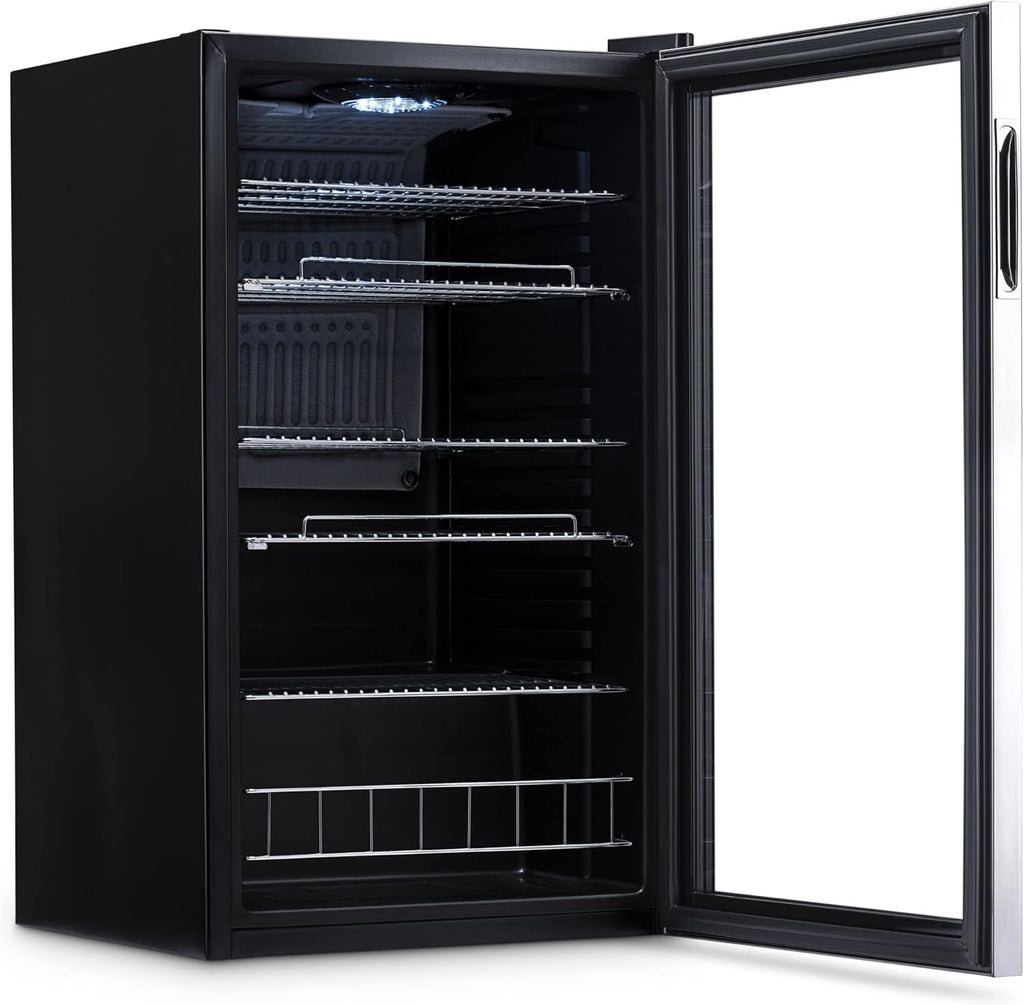 Frigorifero per bevande | 126 lattine indipendente con porta in vetro con cerniera a destra | Mini frigorifero per bevande, perfetto per birra, vino, bibite e bevande fredde