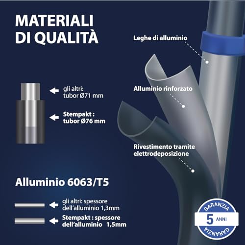 Scala telescopica articolata in alluminio 6,2m (3,1   3,1) Stempakt Hostrom, leggera, compatta e pieghevole, altezza di lavoro massima 7,1m, carico massimo 150 kg, garanzia di 5 anni : Amazon.it: Fai da te
