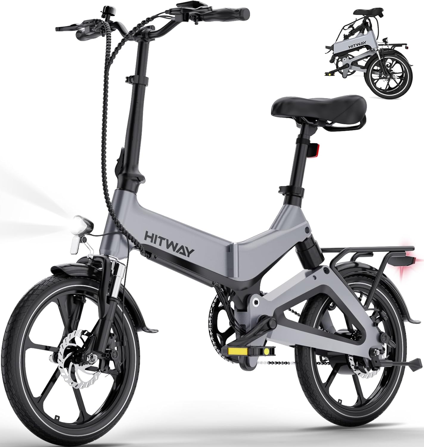HITWAY 16 Inch Electric Folding Bike with 36 V/7.8 Ah Battery, 250 W Motor, Maximum 25 km/h, Range 35 – 70 km, Urbana Pedelec Ebike for Unisex Adults