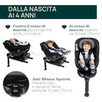 Chicco Seat105 I Size, Seggiolino Auto Omologato ECE R129/03, Girevole A 360°, Reclinabile in 6 Posizioni, Installazione Semplice e Veloce, Riduttore Incluso, 40 105 cm, Gruppo 0/1/2, da 0 a 4 Anni : Prima infanzia