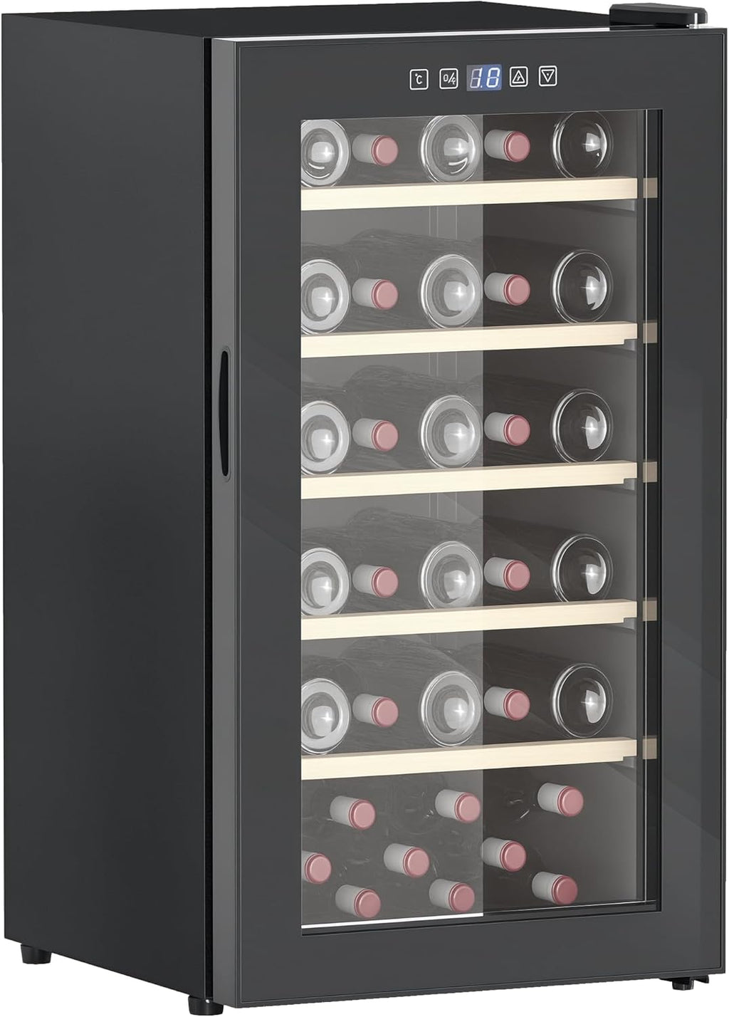 HOMCOM Cantinetta Vino Refrigerata 41 Bottiglie 91L Cantina Vino Silenziosa Temperatura Regolabile 5-20℃ Frigo Vino Bar con Vetro Anti UV, Ripiani, Compressore, Display Touch, Luci LED, Classe G, Nera
