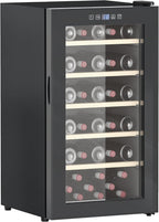 HOMCOM Cantinetta Vino Refrigerata 41 Bottiglie 91L Cantina Vino Silenziosa Temperatura Regolabile 5-20℃ Frigo Vino Bar con Vetro Anti UV, Ripiani, Compressore, Display Touch, Luci LED, Classe G, Nera