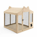 Gabbia per gatti in tela beige con rete metallica