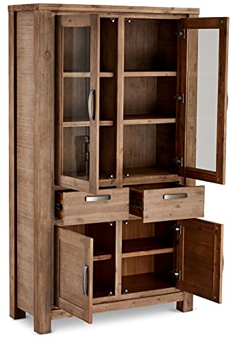 Ibbe Design Vetrina Credenza Vetrina Moderna Marrone Vetrina Mobile con 4 Ante e Casetti Alaska per Salotto Soggiorno Cucina, in Legno Massello di Acacia : Amazon.it: Casa e cucina