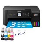 EPSON EcoTank ET 2820 stampante Multifunzione A4 (stampa, copia, scansione) USB, Wi Fi Direct, display LCD 3,7 cm, serbatoi flaconi alta capacità, Epson Smart Panel, fronte/retro, Nero : Informatica