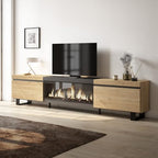 Skraut Home | Mobile TV Soggiorno | Ampio spazio a disposizione | 267x57x35 cm | TV di grande formato | Camino elettrico XXL | Design industriale | Stile moderno | Rovere e nero : Amazon.it: Casa e cucina