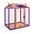 Gabbia per gatti in legno di pino e metallo viola e arancione 100x100x150 cm