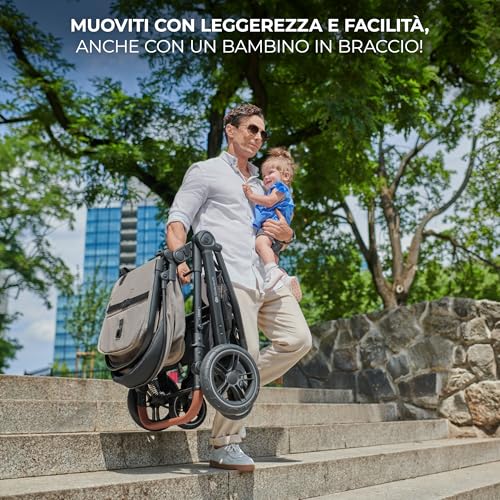 Kinderkraft ESME Trio passeggino neonati 3 in 1 fino 26 kg, con Ovetto I SIZE 40 75 cm, Carrozzina reversibile fronte mamma e strada, Pieghevole, Beige : Prima infanzia