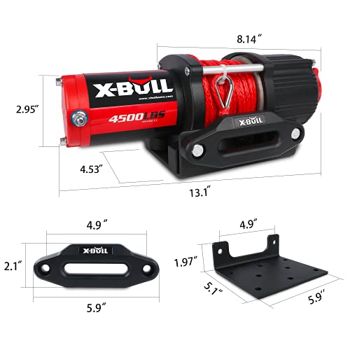 X BULL Kit verricello elettrico da 4000 libbre 12 V con carro, verricello ATV/UTV con argano impermeabile in corda sintetica con telecomandi wireless e staffa di montaggio : Amazon.it: Auto e Moto