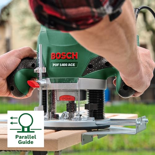Bosch Fresatrice verticale POF 1400 ACE, 3 pinze di serraggio, fresa, guida parallela, adattatore di aspirazione, valigetta, potenza 1400 Watt : Amazon.it: Fai da te