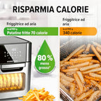 GOURMETmaxx Friggitrice digitale ad aria calda 12 L, forno XXL in acciaio inox | Timer, display touch, spiedo rotante | Frittura a basso contenuto di grassi e a risparmio energetico | 1800 W : Amazon.it: Casa e cucina
