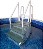 Gradini antiscivolo per piscine | Grigi | Per piscine fuori terra | Possono essere montati su ponti alti da 48" a 54" | Scale di sicurezza con portata fino a 300 libbre