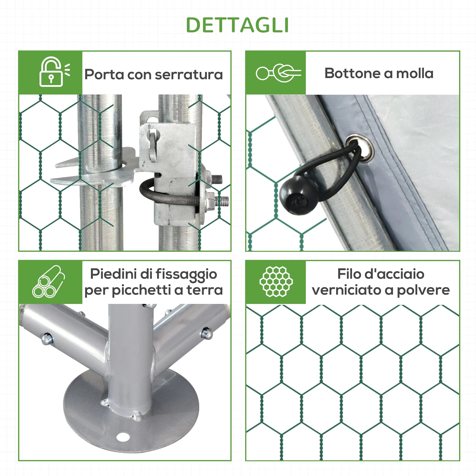 Easycomfort Recinto Gabbia per Galline in Metallo Galvanizzato Impermeabile, Pollaio con Porta e Copertura Oxford, 280x570x195cm