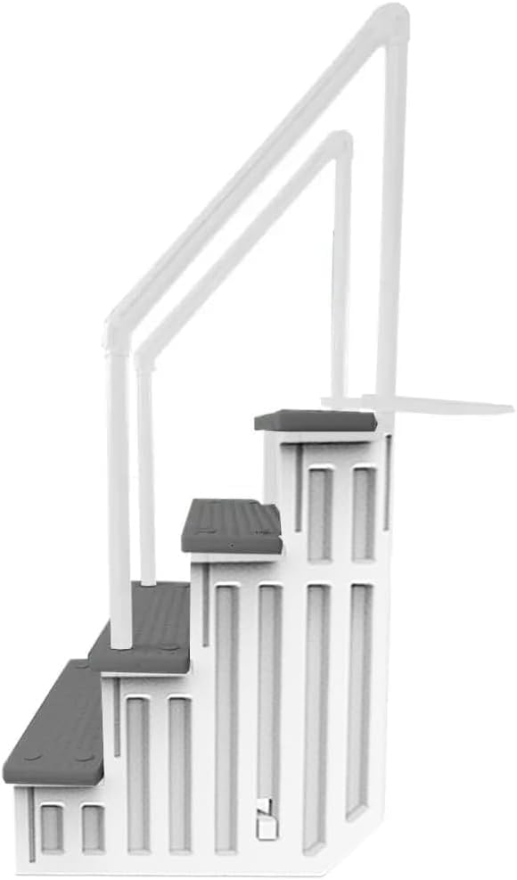 Gradini antiscivolo per piscine | Grigi | Per piscine fuori terra | Possono essere montati su ponti alti da 48" a 54" | Scale di sicurezza con portata fino a 300 libbre