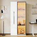 Armadio Multifunzione 160 cm Alta Libreria Vetrina Con Porte In Vetro Temperato Telaio Porta In Alluminio 1 Porta 1 Cassetto Laterale Con Ruote Sala Da Pranzo