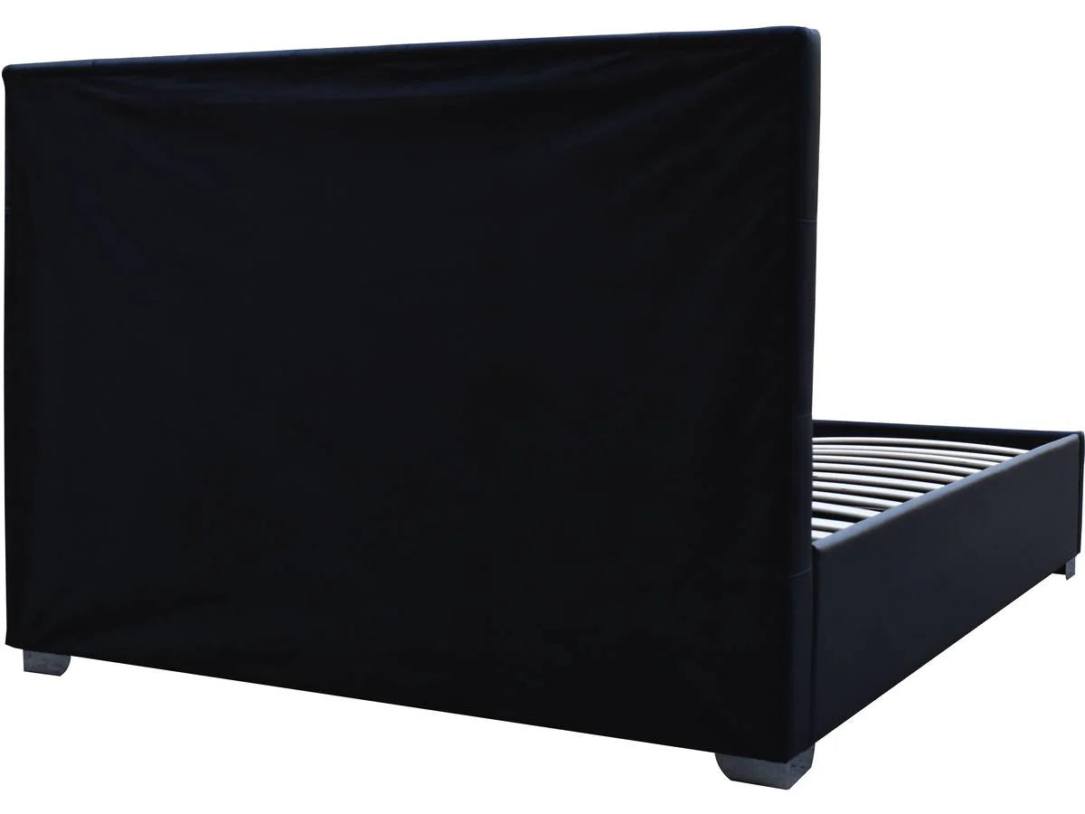 Letto Matrimoniale con Contenitore “TINO” 180x200 cm – Struttura Imbottita in Ecopelle Nera – Rete a Doghe Inclusa