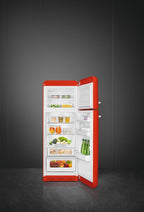 Smeg, Frigorifero Doppiaporta FAB30RRD5 a Libera Installazione, Cerniera a Destra, Frigorifero Ventilato e Freezer Statico, Design Bombato 50's Style, Rosso