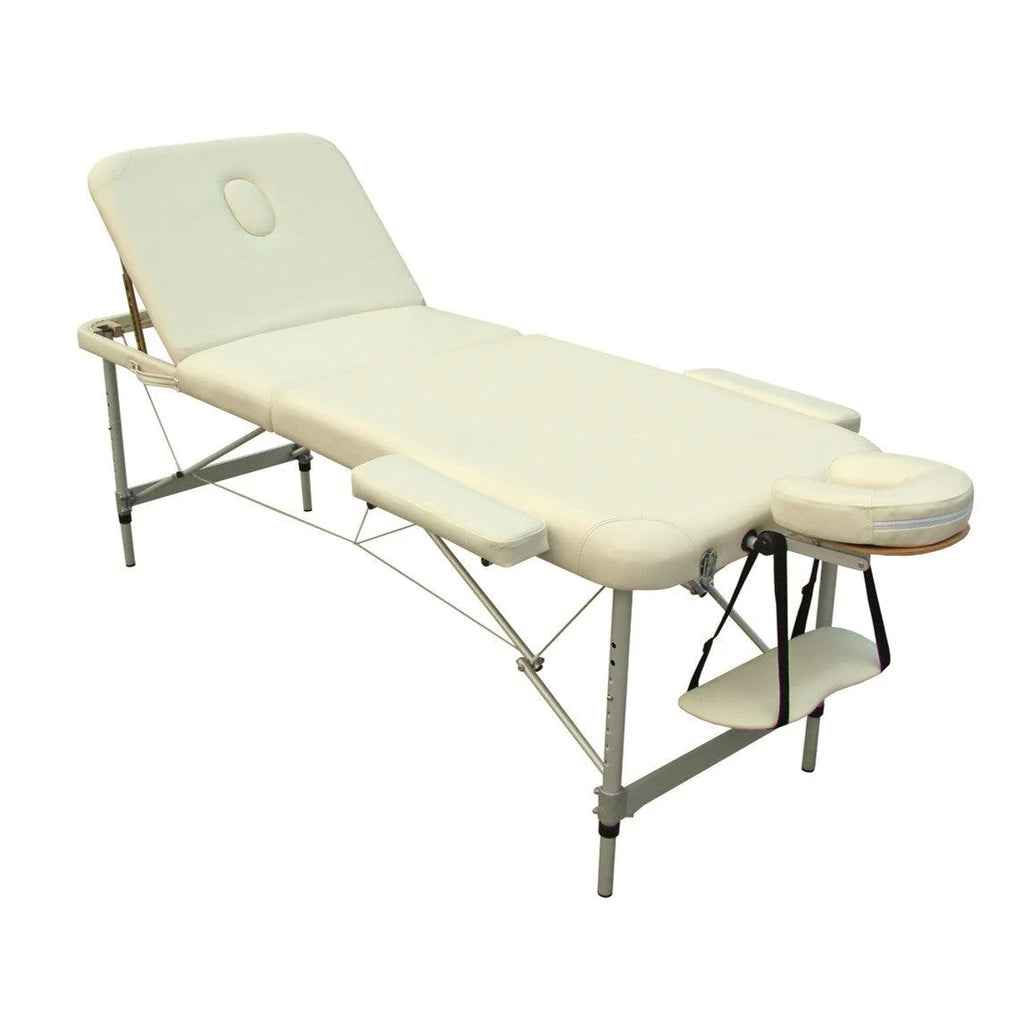 Lettino Massaggi Pieghevole in Alluminio – Portatile, Leggero, Altezza Regolabile, Schienale Reclinabile, 15 kg