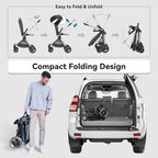 Passeggino Reversibile leggero (nero), ELITTLE EMU, passeggino portatile da 25 kg, ruote per tutti i terreni, pieghevole compatto, schienale regolabile a 95 175°, parasole UPF50  : Prima infanzia