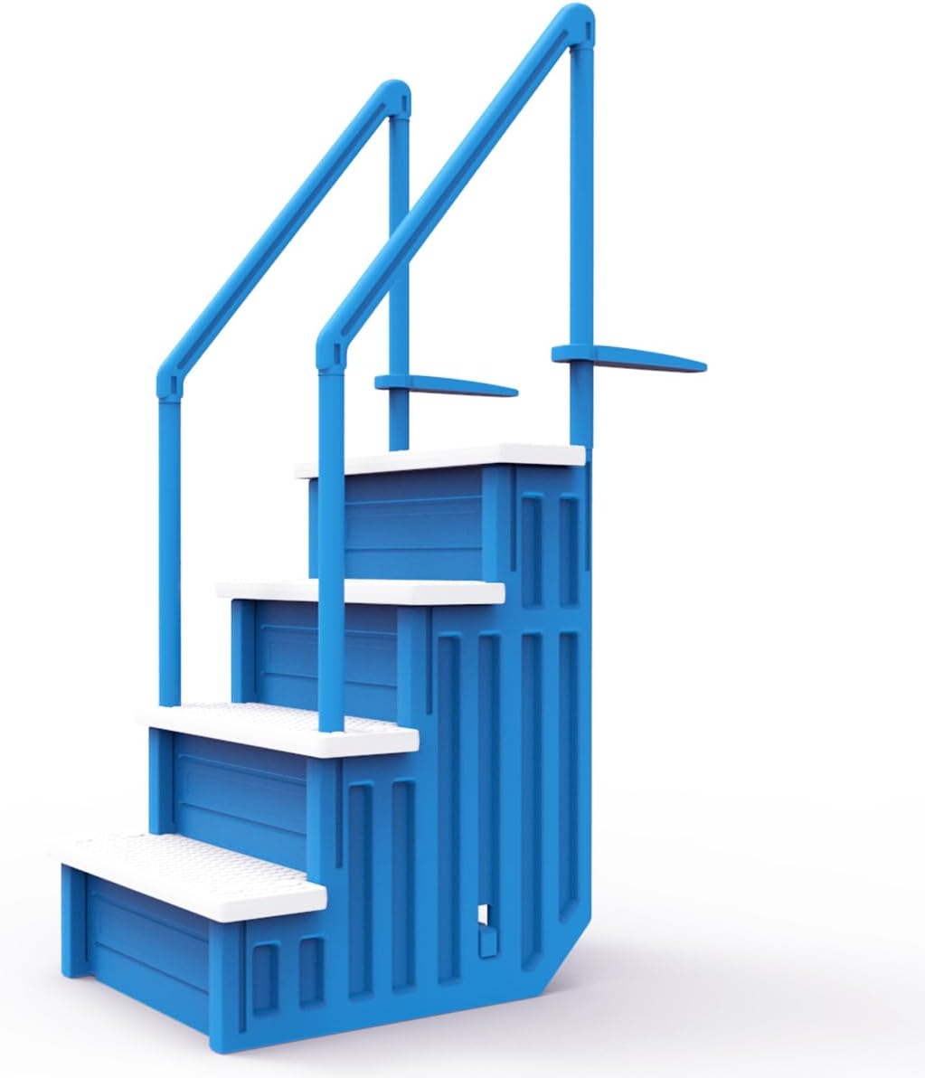 Gradini antiscivolo per piscine | Grigi | Per piscine fuori terra | Possono essere montati su ponti alti da 48" a 54" | Scale di sicurezza con portata fino a 300 libbre