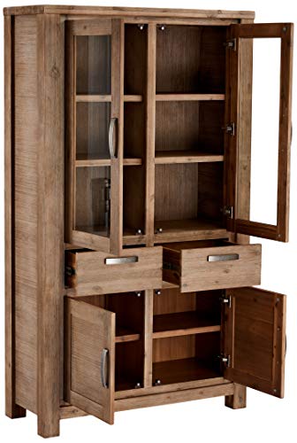 Ibbe Design Vetrina Credenza Vetrina Moderna Marrone Vetrina Mobile con 4 Ante e Casetti Alaska per Salotto Soggiorno Cucina, in Legno Massello di Acacia : Amazon.it: Casa e cucina
