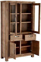Ibbe Design Vetrina Credenza Vetrina Moderna Marrone Vetrina Mobile con 4 Ante e Casetti Alaska per Salotto Soggiorno Cucina, in Legno Massello di Acacia : Amazon.it: Casa e cucina