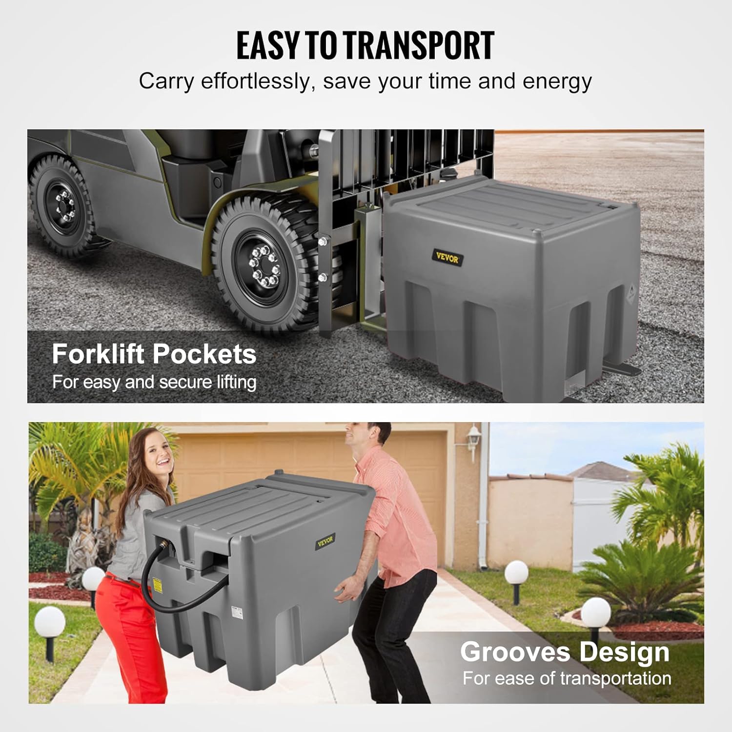 VEVOR Portable Fuel Tank 439 Litre 12V DC Large Fuel Tank with Grey Transfer Pump for Tractor Ship Camper Outdoor Industries Construction Industries