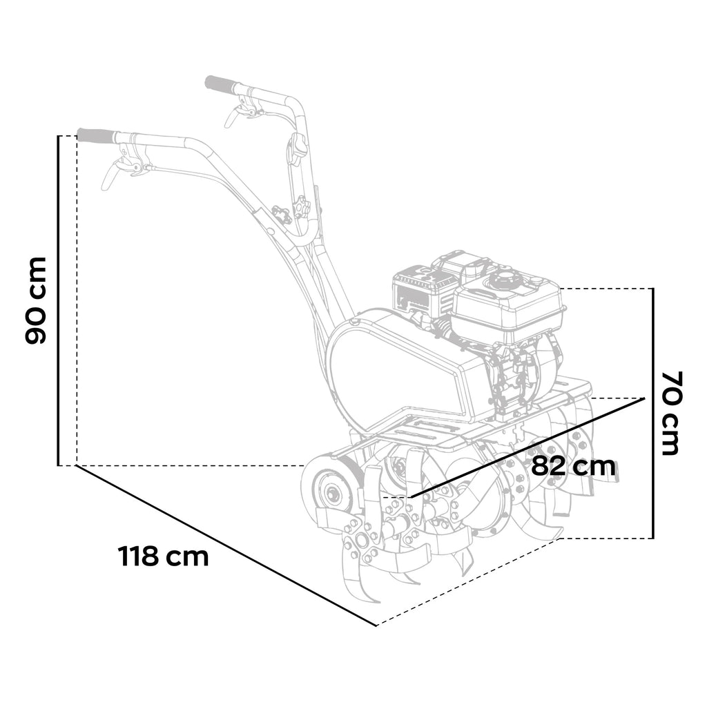 Tukang 212 - Motocoltivatore per Orto a Scoppio a Benzina 4 tempi 6.1HP Motore 212cc con 6 Frese Ø40 cm