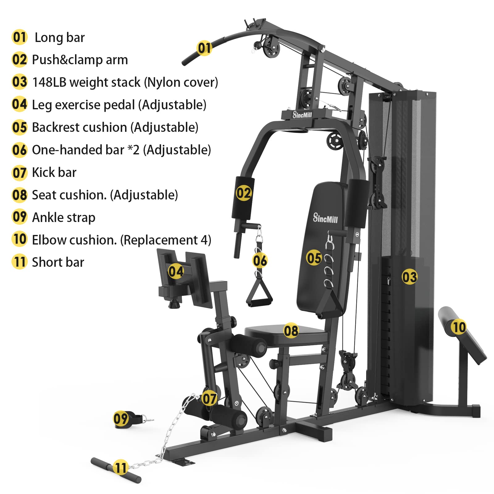 2025 Home Gym SCM-1148L 148LB Attrezzo multifunzionale per allenamento completo a casa