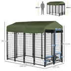 Easycomfort Kennel per Cani in Acciaio per Interni ed Esterni con Tettuccio in Tessuto Oxford e 2 Ciotole, 244x122x183 cm