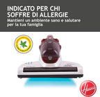 Hoover Ultra Vortex MBC500UV 011 Battimaterasso con Luce UV-C, 500W, 0,3 L, Antiacaro, Antibatterica, Rimuove Allergeni e Polvere, 3 Programmi, Rosso